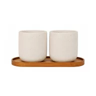   Set 2 cani, Originalhome, 2610E19414, 150 ml, 18x6.5x10 cm, Lemn, Ceramica, Natur