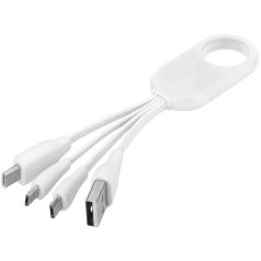   Troup 4-in-1 charging cable with type-C tip, ABS Plastic, White
