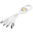 Troup 4-in-1 charging cable with type-C tip, ABS Plastic, White