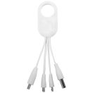 Troup 4-in-1 charging cable with type-C tip, ABS Plastic, White