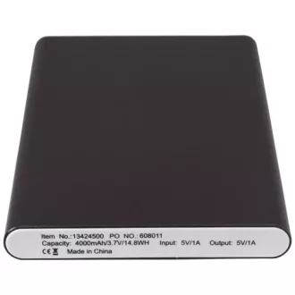 Pep 4000 mAh power bank, Aluminium, solid black