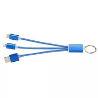   Metal 3-in-1 Charging Cable with Key-ring, Aluminium, Royal blue