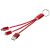 Metal 3-in-1 charging cable with keychain, Aluminium, Red
