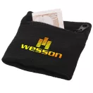 Brisky performance wristband with zippered pocket, Cotton, solid black