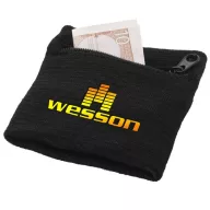   Brisky performance wristband with zippered pocket, Cotton, solid black