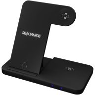   Incarcator wireless 3-in-1 cu suport pentru telefon, SCX W28, 2410E25685, ABS, Negru