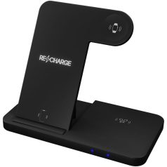   Incarcator wireless 3-in-1 cu suport pentru telefon, SCX W28, 2410E25685, ABS, Negru