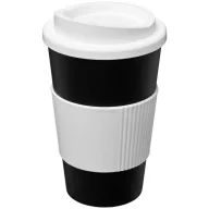   Americano® 350 ml insulated tumbler with grip, PP Plastic, Silicone, solid black,White