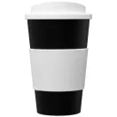Americano® 350 ml insulated tumbler with grip, PP Plastic, Silicone, solid black,White