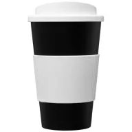   Americano® 350 ml insulated tumbler with grip, PP Plastic, Silicone, solid black,White