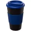 Americano® 350 ml insulated tumbler with grip, PP Plastic, Silicone, solid black, Blue