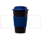 Americano® 350 ml insulated tumbler with grip, PP Plastic, Silicone, solid black, Blue
