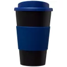 Americano® 350 ml insulated tumbler with grip, PP Plastic, Silicone, solid black, Blue