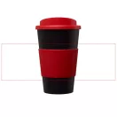 Americano® 350 ml insulated tumbler with grip, PP Plastic, Silicone, solid black, Red  