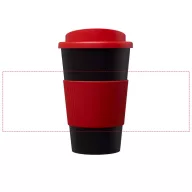   Americano® 350 ml insulated tumbler with grip, PP Plastic, Silicone, solid black, Red  