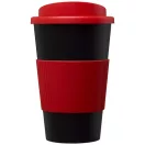 Americano® 350 ml insulated tumbler with grip, PP Plastic, Silicone, solid black, Red  