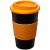 Americano® 350 ml insulated tumbler with grip, PP Plastic, Silicone, solid black,Orange  