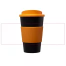 Americano® 350 ml insulated tumbler with grip, PP Plastic, Silicone, solid black,Orange  