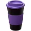 Americano® 350 ml insulated tumbler with grip, PP Plastic, Silicone, solid black,Purple  
