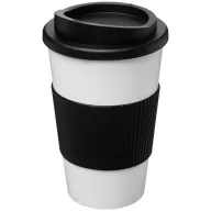   Americano® 350 ml insulated tumbler with grip, PP Plastic, Silicone, White, solid black