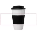 Americano® 350 ml insulated tumbler with grip, PP Plastic, Silicone, White, solid black