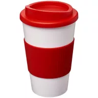   Americano® 350 ml insulated tumbler with grip, PP Plastic, Silicone, White, Red  
