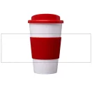 Americano® 350 ml insulated tumbler with grip, PP Plastic, Silicone, White, Red  