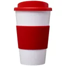 Americano® 350 ml insulated tumbler with grip, PP Plastic, Silicone, White, Red  