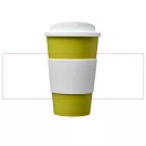 Americano® 350 ml insulated tumbler with grip, PP Plastic, Silicone, White,Lime green