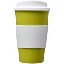 Americano® 350 ml insulated tumbler with grip, PP Plastic, Silicone, White,Lime green