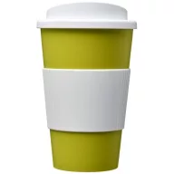   Americano® 350 ml insulated tumbler with grip, PP Plastic, Silicone, White,Lime green