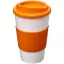 Americano® 350 ml insulated tumbler with grip, PP Plastic, Silicone, White,Orange  