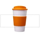 Americano® 350 ml insulated tumbler with grip, PP Plastic, Silicone, White,Orange  