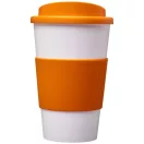 Americano® 350 ml insulated tumbler with grip, PP Plastic, Silicone, White,Orange  