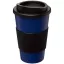 Americano® 350 ml insulated tumbler with grip, PP Plastic, Silicone, Blue, solid black