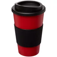   Americano® 350 ml insulated tumbler with grip, PP Plastic, Silicone, Red, solid black