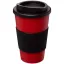 Americano® 350 ml insulated tumbler with grip, PP Plastic, Silicone, Red, solid black