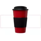 Americano® 350 ml insulated tumbler with grip, PP Plastic, Silicone, Red, solid black
