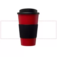   Americano® 350 ml insulated tumbler with grip, PP Plastic, Silicone, Red, solid black