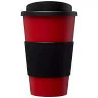   Americano® 350 ml insulated tumbler with grip, PP Plastic, Silicone, Red, solid black