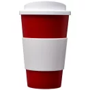 Americano® 350 ml insulated tumbler with grip, PP Plastic, Silicone, Red,White