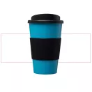 Americano® 350 ml insulated tumbler with grip, PP Plastic, Silicone, aqua blue, solid black