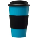 Americano® 350 ml insulated tumbler with grip, PP Plastic, Silicone, aqua blue, solid black
