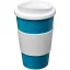 Americano® 350 ml insulated tumbler with grip, PP Plastic, Silicone, aqua blue,White