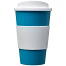 Americano® 350 ml insulated tumbler with grip, PP Plastic, Silicone, aqua blue,White