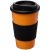 Americano® 350 ml insulated tumbler with grip, PP Plastic, Silicone, Orange, solid black