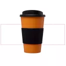 Americano® 350 ml insulated tumbler with grip, PP Plastic, Silicone, Orange, solid black