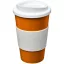 Americano® 350 ml insulated tumbler with grip, PP Plastic, Silicone, Orange,White