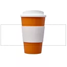 Americano® 350 ml insulated tumbler with grip, PP Plastic, Silicone, Orange,White