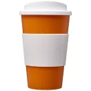 Americano® 350 ml insulated tumbler with grip, PP Plastic, Silicone, Orange,White